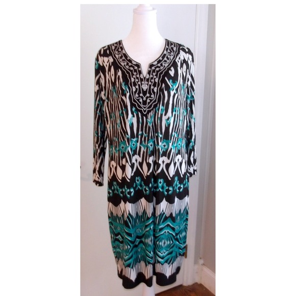 CatoAbstract Print Dress Embellished Neckline‎ Casual Comfortable Dress /#5352 - Picture 1 of 4